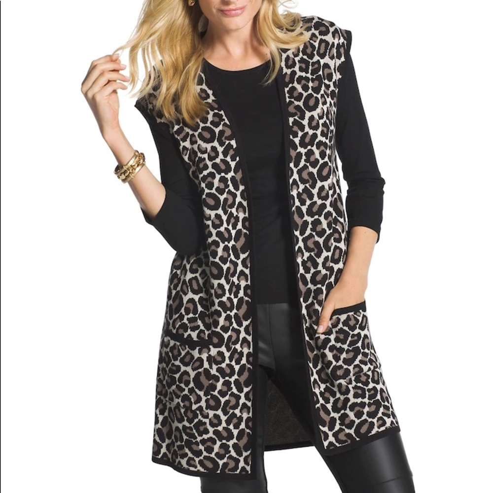 CHICO’S LEOPARD PRINT SWEATER VEST